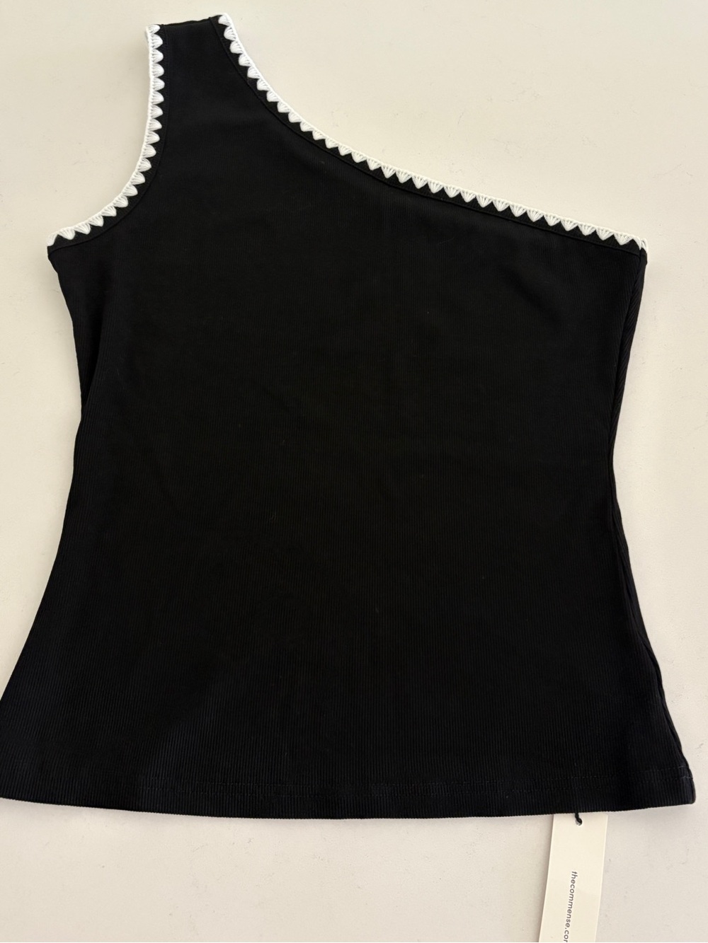 Commense Contrast Trim One Shoulder Off Tank Top-L - Picture 2 of 5